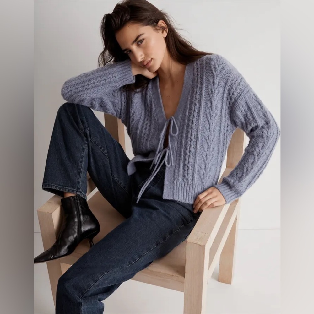 Madewell Periwinkle Tie Front Sweater
